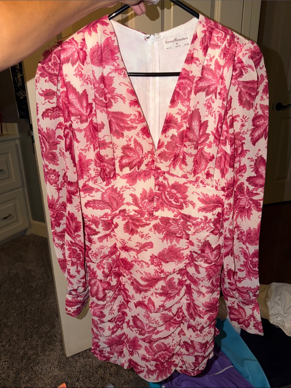 Seven Wonders Pink Floral V-Neck Dress Adult medium